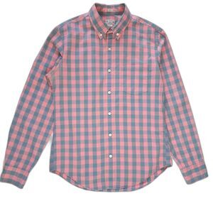 J. Crew Men's Slim Fit Pink & Blue Plaid Button Down Shirt Sz M